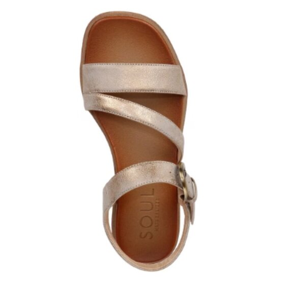 NEW Soul Naturalizer Jayvee Ankle Strap Sandals Metallic Mauve Faux Leather 8W - Picture 2 of 10
